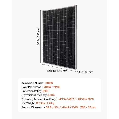VEVOR Monokristalline Solarmodule 200 W, Solarpanel mit MC4-Ausgangsleistung & Aluminiumrahmen, PV-Modul IP65 wasserdicht, netzunabhängiger Balkonkraftwerk für Autos, Boote, RVs & Flachdächer – Bild 6