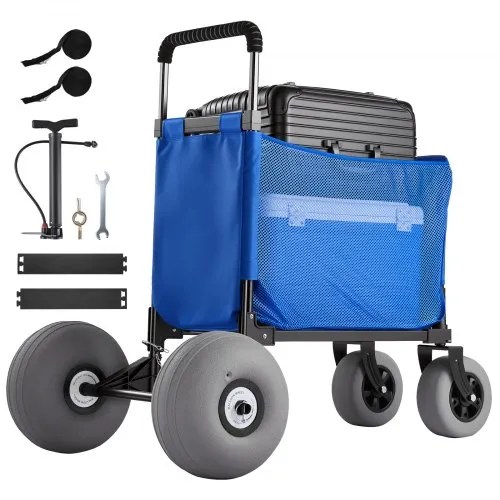 VEVOR Bollerwagen mit Ballonreifen (12 Zoll), Faltbarer Strandwagen mit 4-stufig Einstellbarem Schaumstoffgriff und Pumpe, Handwagen (75 kg Belastbar), Strandkarre Ideal für Camping, Angeln und Garten VEVOR Bollerwagen mit Ballonreifen (12 Zoll), Faltbarer Strandwagen mit 4-stufig Einstellbarem Schaumstoffgriff und Pumpe, Handwagen (75 kg Belastbar), Strandkarre Ideal für Camping, Angeln und Garten