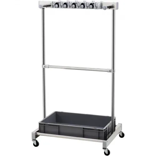 VEVOR Gartengeräte Ständer 1243x508x660mm Gerätehalter Organizer Edelstahl PP Mehrzweck Gartengeräteaufbewahrungsregal 10 Werkzeugfächer 24 Haken Gartenwerkzeug Halter Besenhalter – Bild 9