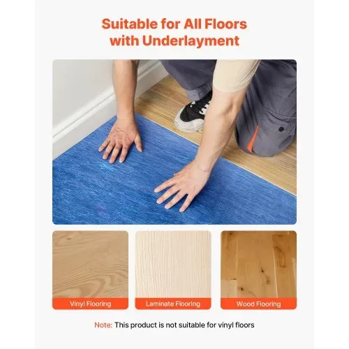 VEVOR Trittschalldämmung, 37,2 m², 3 mm Laminatbodenunterlage mit angebrachter Dampfsperre, Faser + PE-Folie, Schalldämmung & Geräuschreduzierung für Vinyl und Holz (2 Rollen x 18,6 m²) – Bild 5