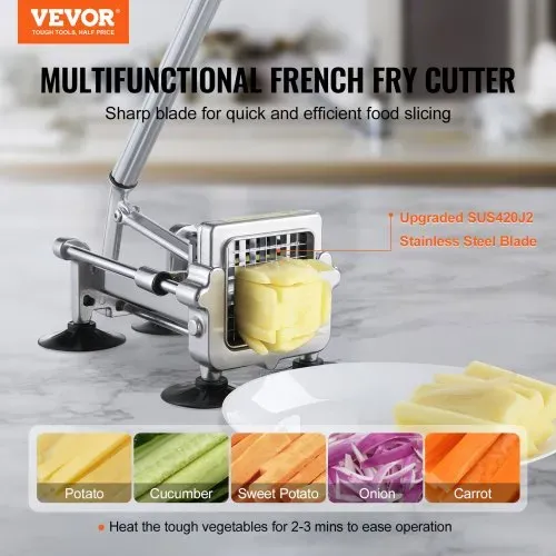 VEVOR Pommes-Frites-Schneider, Kartoffelschneider mit 1/2 Zoll & 3/8 Zoll Edelstahlklingen, manueller Kartoffelzerkleinerer mit Saugnäpfen & Griff, ideal für Kartoffeln Pommes Frites Gemüse VEVOR Pommes-Frites-Schneider, Kartoffelschneider mit 1/2 Zoll & 3/8 Zoll Edelstahlklingen, manueller Kartoffelzerkleinerer mit Saugnäpfen & Griff, ideal für Kartoffeln Pommes Frites Gemüse