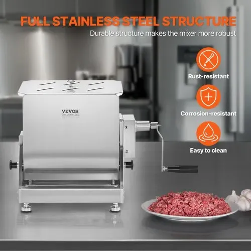 VEVOR manueller Fleischmischer 40 L Fleischverarbeitungsgerät mit Kippbehälter (max. Mischen von 27,2 kg Fleisch), Fleischmischer Wurstmischer mit Untersetzungsgetriebe, Handmixer für Hackfleisch – Bild 4