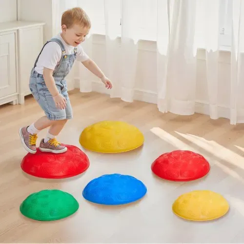 VEVOR Balance-Trittsteine für Kinder, 6er-Set, bis zu 100 kg, Hindernisparcours-Koordinationsspiel-Spielzeug zum Spielen im Innen- oder Außenbereich, Stapelsteine, Balancespiel für Kinder ab 3 Jahren – Bild 7