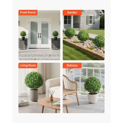 VEVOR Künstliche Formschnitt-Buchsbäume mit Erdspieß, 2er-Set 559 mm Kunstpflanze, Dekopflanze, für Dekoration, Veranda, Außen- & Innenbereich, Terrasse, Garten, Balkon, Hinterhof – Bild 5