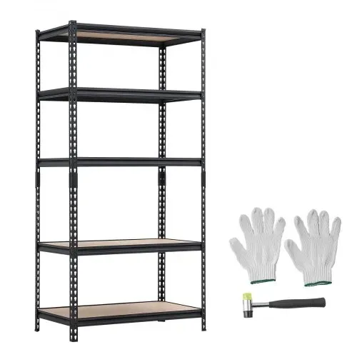 VEVOR Schwerlastregal 923x459x1813mm, 907,2kg Belastbares Lagerregal mit Stahlgestell 5 Verstellbaren MDF-Platten, Teilbares Steckregal als Werkbank, Flexibles Metallregal für Keller Garage Werkstatt – Bild 8