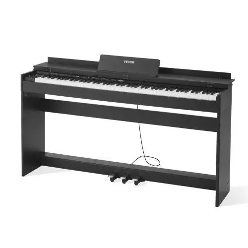 VEVOR Digitalpiano, 88 Tasten vollgewichtet anschlagdynamisch, E-Piano mit Möbelständer, Netzteil, Dreifachpedal, 680 Töne, unterstützt kabellose Verbindung, mit Kopfhörern, für Anfänger – Bild 8