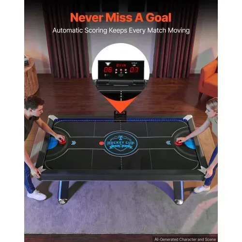 VEVOR Airhockeytisch 226 x 127 x 82 cm mit Elektronischem Punktesystem für Familienabende, Keller und Zuhause, Gleichmäßige Luftzirkulation, LED-Beleuchtung, Eckenschutz und Verstellbare Füße – Bild 4