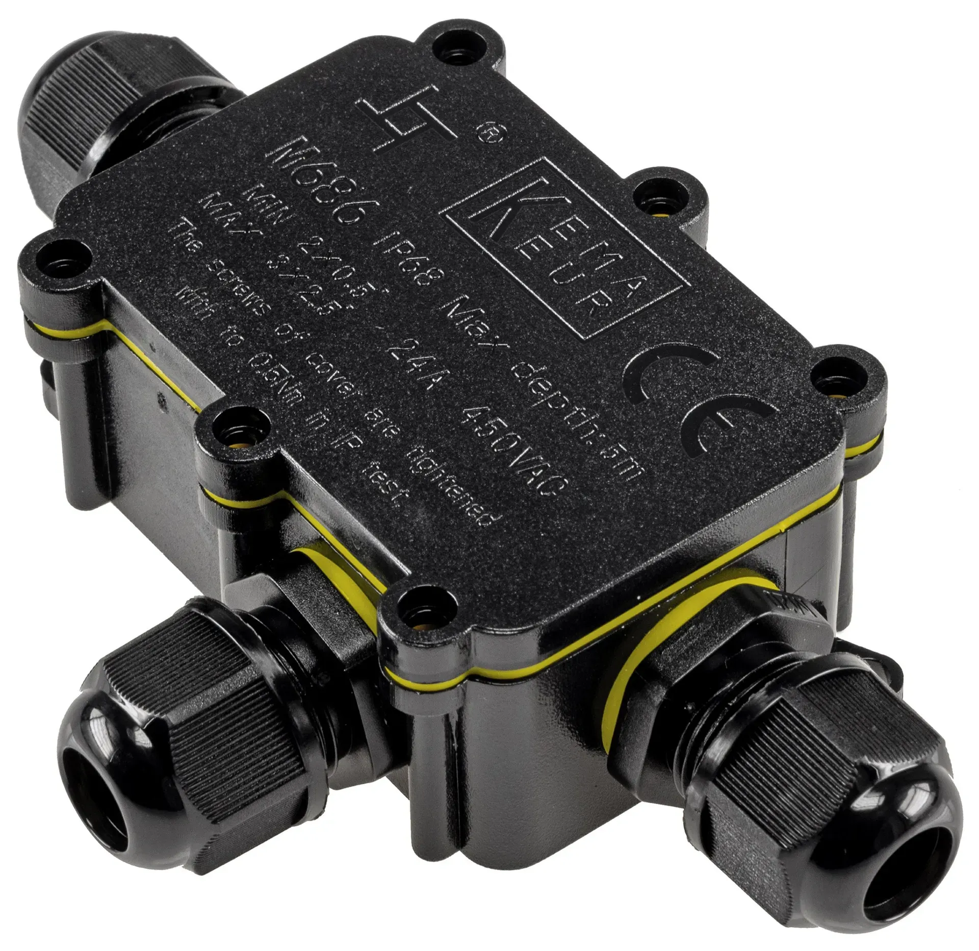 Kabelverbinderbox, 3 Anschlüsse,450V/24V IP68, Ø 6-11mm für Erdkabel, wasserdicht Kabelverbinderbox, 3 Anschlüsse,450V/24V IP68, Ø 6-11mm für Erdkabel, wasserdicht