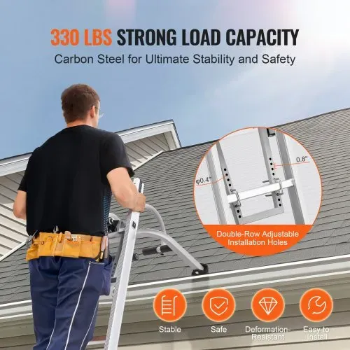 VEVOR Leiterstabilisator, 2-in-1-Abstandshalterhaken für Verlängerungswandleitern, Zubehör für Dachfirstleitern horizontal/vertikal, T-Stange mit Stahl-Gummi-Griff, schneller Zugang zu steilen Dächern – Bild 5