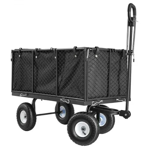 VEVOR Bollerwagen, 544 kg, Handwagen, Transportwagen mit Luftreifen, verstellbarem Griff, abnehmbaren Seitenwänden, Strandwagen, Campingwagen, Gartenwagen zur Befestigung an ATV oder Traktor, Schwarz – Bild 10