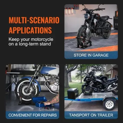 VEVOR Motorrad Radkeil, 816,5 kg Kapazität Radhalter, Hochleistungsstahl Motorrad Vorderradständer mit 3 verstellbaren Löchern, für 381–533,4 mm Off-Road Motorräder, Standard Motorräder – Bild 5