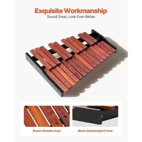 VEVOR Glockenspiel, 25 Noten, professionelles Xylophon-Schlaginstrument aus Holz, mit 4 Schlägeln, 1200D Oxford-Tragetasche, Ideal zum Musiklernen, Üben und Aufführen von Popsong – Bild 3