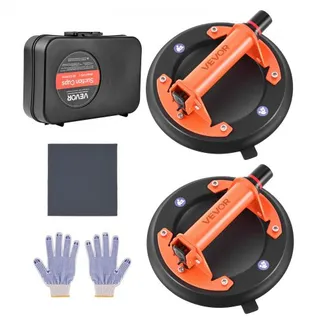 VEVOR Vakuum Saugheber, 203 mm Glasheber mit Metallgriff, 195 kg Hubkapazität, Fliesen-Saugnapf-Werkzeug mit Tragetasche zum Anheben von Fliesen, Granit, Trockenbauwänden, Fenstern (2er-Pack) VEVOR Vakuum Saugheber, 203 mm Glasheber mit Metallgriff, 195 kg Hubkapazität, Fliesen-Saugnapf-Werkzeug mit Tragetasche zum Anheben von Fliesen, Granit, Trockenbauwänden, Fenstern (2er-Pack)