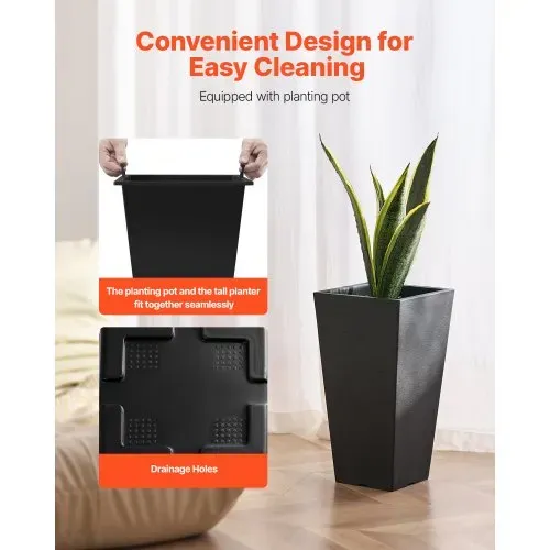 VEVOR Blumentopf, 2er Set, Großer Pflanzentopf 570 mm, Modernes Design, Integriertes effizientes Drainagesystem, Pflanzenkübel, Blumenkübel, Topf für Veranda, Patio, Außen, Innen, Schwarz VEVOR Blumentopf, 2er Set, Großer Pflanzentopf 570 mm, Modernes Design, Integriertes effizientes Drainagesystem, Pflanzenkübel, Blumenkübel, Topf für Veranda, Patio, Außen, Innen, Schwarz