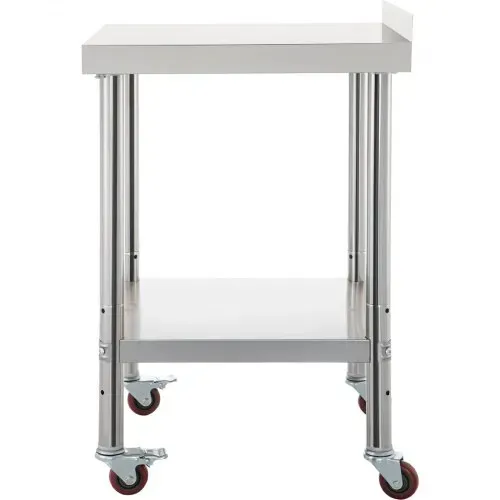 VEVOR Edelstahl-Vorbereitungstisch, 76,2 x 61 x 89 cm, 200 kg Tragkraft, Robuster Metallarbeitstisch mit Verstellbarer Rückwand & 4 Rollen, Gewerblicher Arbeitsplatz für Küchenrestaurants – Bild 10