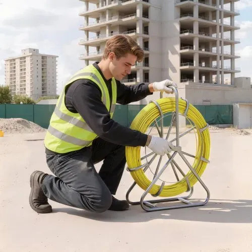 VEVOR Fiberglas Kabel Rad 152 m Ø6,3mm Glasfaserstab, Fischband mit Ständer, Kabeleinziehhilfe mit Markierungen, Kabeleinfädler, Kabelzieher für Wände & Elektroinstallationsrohre, Nichtleitend – Bild 7