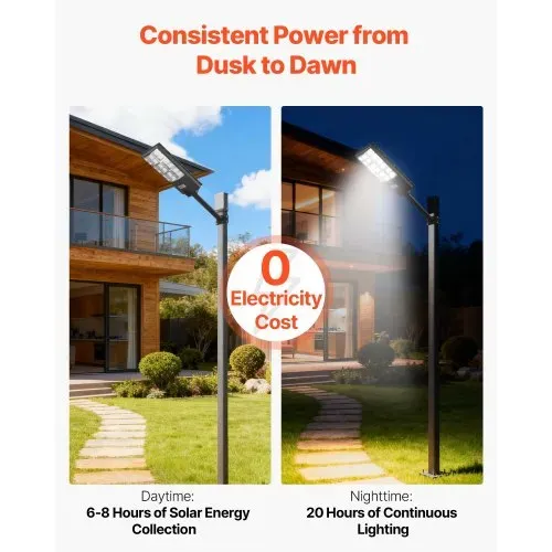 VEVOR Solar-Straßenlaterne 900000 LM, Straßenlampe 12 kW, Solarleuchte mit Dämmerungssensor, LED-Flutlicht mit Bewegungsmelder, IP65, Weitwinkel-Außenbeleuchtung, für Einfahrten & Höfe – Bild 2