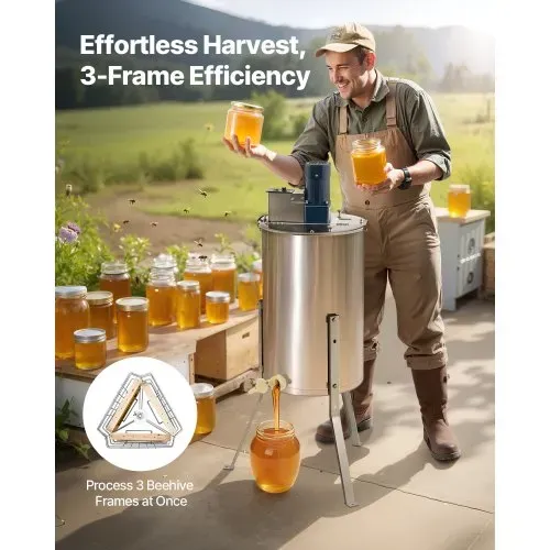 VEVOR Elektrische Honigschleuder, 3-Rahmen-Tangentialschleuder mit transparentem Deckel, 140 W Honigextractor aus Edelstahl, höhenverstellbar, Wabenextraktionsgerät für die Bienenzucht VEVOR Elektrische Honigschleuder, 3-Rahmen-Tangentialschleuder mit transparentem Deckel, 140 W Honigextractor aus Edelstahl, höhenverstellbar, Wabenextraktionsgerät für die Bienenzucht