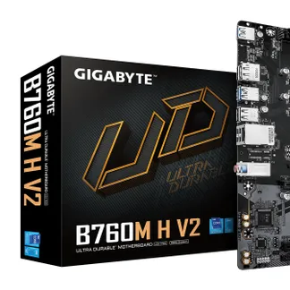 GIGABYTE B760M H V2 Mainboard – Unterstützt Intel Core Prozessoren der 14. Generation, digitales 5+1+1-Phasen-VRM, bis zu 8000MHz DDR5 (O.C.), 1xPCIe 4.0 M.2, 1GbE LAN, USB 3.2 Gen1 GIGABYTE B760M H V2 Mainboard – Unterstützt Intel Core Prozessoren der 14. Generation, digitales 5+1+1-Phasen-VRM, bis zu 8000MHz DDR5 (O.C.), 1xPCIe 4.0 M.2, 1GbE LAN, USB 3.2 Gen1