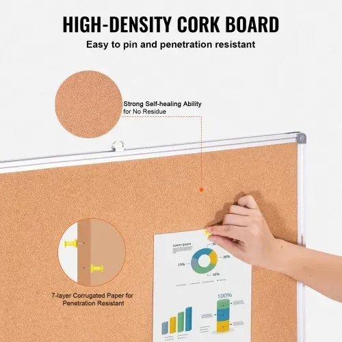 VEVOR 48"x36" Große Korktafel – Wandmontierte Pinnwand mit Pinnwand – Perfekt für Schule, Zuhause, Büro – Bild 2