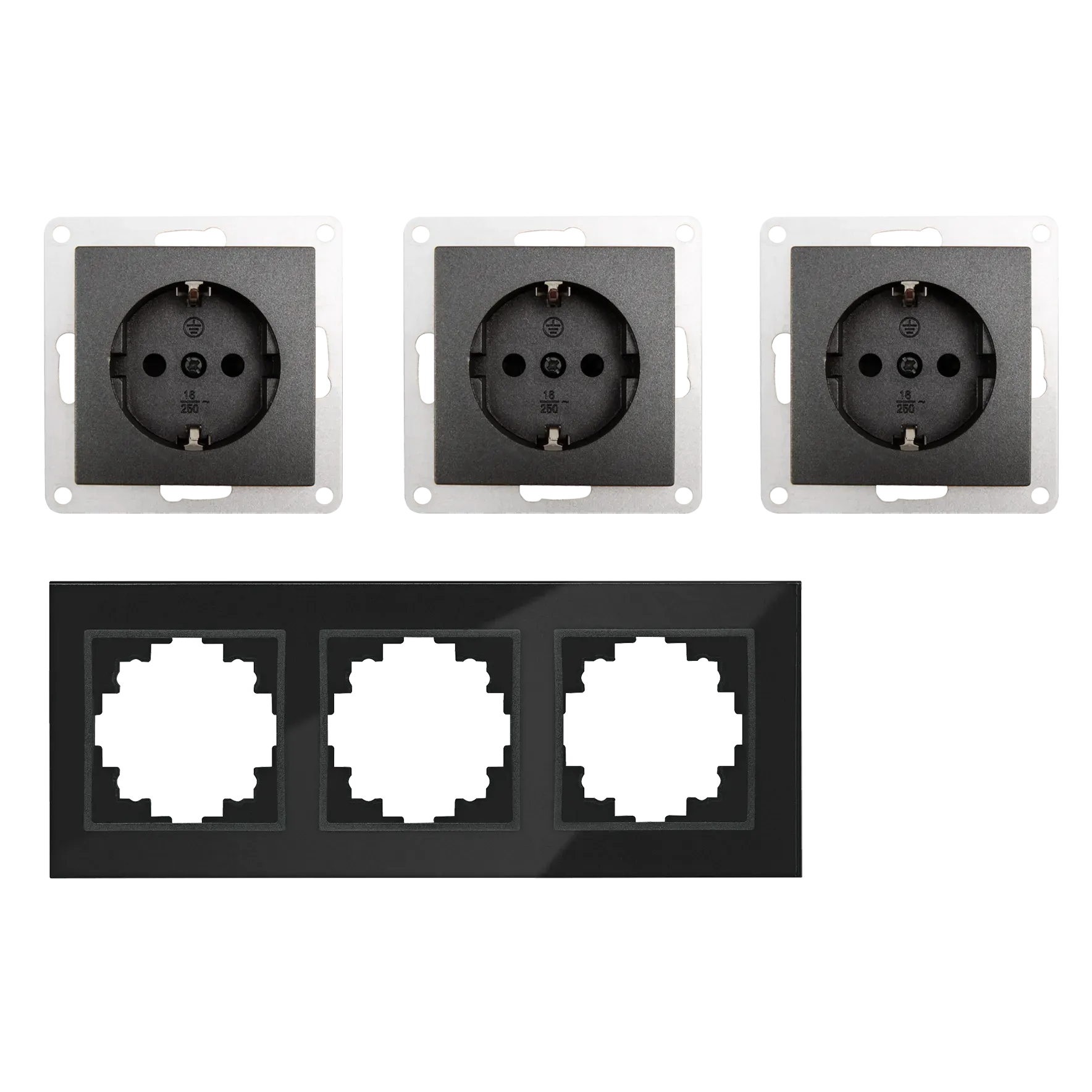 Steckdosen Set McPower Flair ''Beginner 3S-Style Profi'' anthrazit, Glasrahmen, Steckanschluss – Bild 3