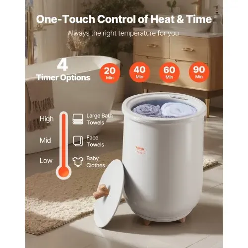 VEVOR Handtuchwärmer Eimer Wärmegerät 20 L mit LED-Licht & automatische Abschaltung & Temperatureinstellung, Towel Warmer für Spa Badezimmer Waschküche Grau, zum Erwärmen von Handtüchern – Bild 5