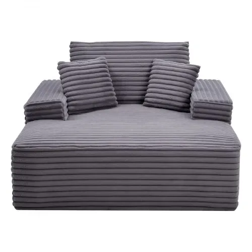 VEVOR Chaiselongue Relaxliege 124 cm, gepolstertes Schlafsofa mit Dekokissen & Armlehnen, Schlafcouch mit tiefer Sitzfläche für Wohnzimmer Schlafzimmer, Loungesessel aus hochelastischem Schwamm – Bild 10