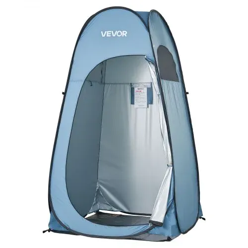 VEVOR Pop Up Toilettenzelt 119x119x210 cm, Zelt mit Sofortaufbau, Umkleidezelt inkl. Heringen & Seilen & Tragetasche, aus 190T Polyester ideal für Camping Strand Angeln Blau – Bild 10