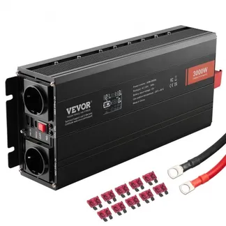 VEVOR Sinus-Wechselrichter 3000 W DC 12 V AC 230 V LCD-Display Wechselrichter mit 3 AC-Steckdosen 2 USB-Anschlüssen 1 Typ-C-Anschluss 10 Ersatzsicherungen für große Haushaltsgeräte VEVOR Sinus-Wechselrichter 3000 W DC 12 V AC 230 V LCD-Display Wechselrichter mit 3 AC-Steckdosen 2 USB-Anschlüssen 1 Typ-C-Anschluss 10 Ersatzsicherungen für große Haushaltsgeräte