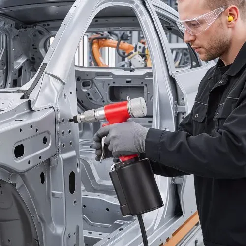 VEVOR Druckluft Nietmutternzange Set mit 3 SAE- & 5 Metrischen Kopfstück, Pneumatische Blindnietzange Set für Automobil Industrie Heimwerkerprojekt, 1215kg Zugkraft, M4 M5 M6 M8 M10 1/4 5/16 3/8 Zoll – Bild 7