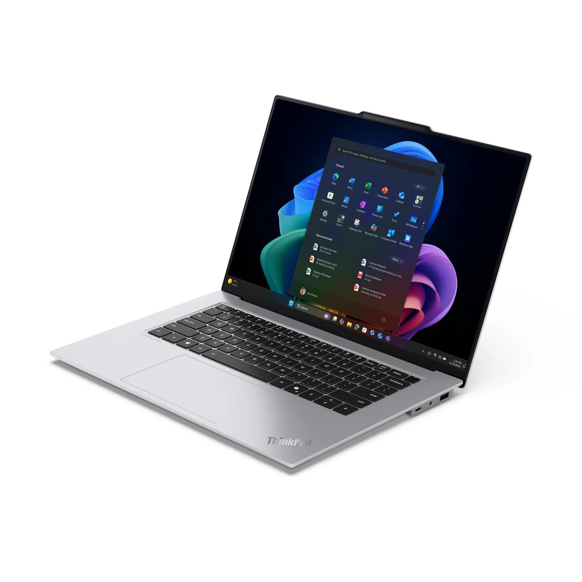 Lenovo ThinkPad X9-15 Gen 1 Aura Edition Copilot+ PC Intel Core Ultra 7 258V Laptop 38,9 cm (15.3") Touchscreen 2.8K 32 GB LPDDR5x-SDRAM 1 TB SSD Wi-Fi 7 (802.11be) Windows 11 Pro Deutsch Weiß – Bild 4