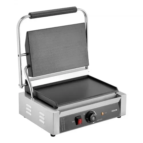 VEVOR kommerzieller Panini-Grill Kontaktgrill 2200 W für Sandwiches Steak Bacon Hamburger, Sandwichmaker Pressgrill aus Edelstahl mit Griff & Temperaturregelung & 34 x 23 cm Heizplatte, Paninipresse – Bild 8