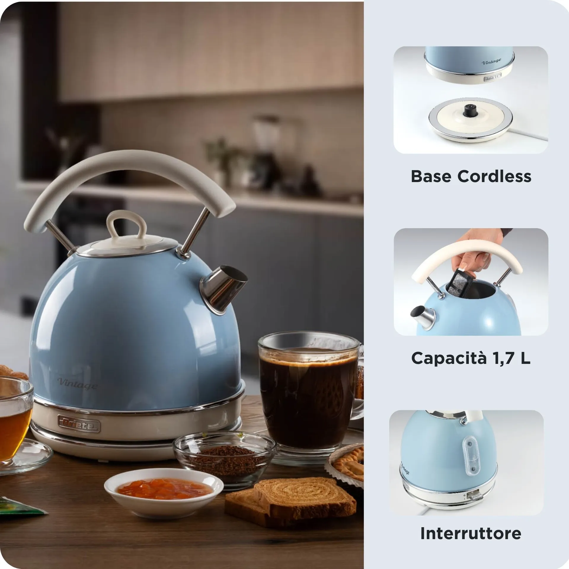 Ariete 2877/05 Wasserkocher 1,7 l 2000 W Hellblau – Bild 3