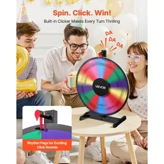 VEVOR Glücksrad Drehrad (457 mm) 14 Slots Glücksrad mit Ständer, Lotteriespiele Gewinn-Roulette mit Tafelschwamm und 2 Markern, 6 Farben, Spinning Prize Wheel ideal für Party Kneipe Messe VEVOR Glücksrad Drehrad (457 mm) 14 Slots Glücksrad mit Ständer, Lotteriespiele Gewinn-Roulette mit Tafelschwamm und 2 Markern, 6 Farben, Spinning Prize Wheel ideal für Party Kneipe Messe
