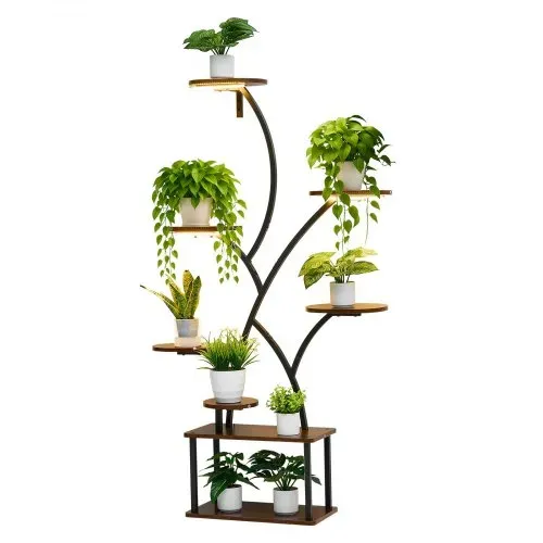 VEVOR Pflanzenständer mit Wachstumslichtern, 8-stöckiges Pflanzenregal, Blumenständer, 3 Timer- & 10 Helligkeitsstufen, Blumenregal als Dekoration für Wohnzimmer & Balkon, 920x310x1575 mm – Bild 10
