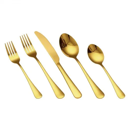 VEVOR 60 tlg. Besteckset in Gold aus lebensmittelechtem Edelstahl, hochglanzpoliertes Essbesteck-Set, spülmaschinenfestes Essgeschirr, Service für 12 Personen, inkl. Messer Gabel Löffel – Bild 10