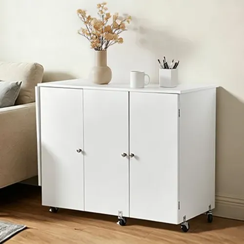 VEVOR Nähtisch Nähschrank mit Rädern & Holzrahmen & Ablagefächer & magnetischer Tür, Nähmaschinentisch Mehrzwecktisch 40 kg belastbar für Bastelstation und Beistelltisch weiß – Bild 7