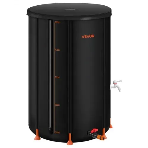 VEVOR Regentonne faltbar, 380 L tragbares Regenfass, Regenwassertank, 1000D PVC-Regenwassersammelsystem, Wassertank, Regenwassertonne mit Zapfhahn und Überlaufset, Schwarz – Bild 10
