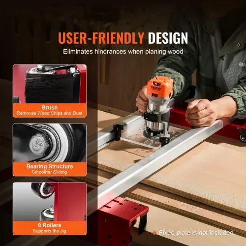 VEVOR Planfräsvorrichtung 1525mm, tragbare und leicht einstellbare Vorrichtung zum Glätten von Platten, DIY-Frässchlitten für die Holzbearbeitung, Trimmhobelmaschine zum Glätten von Holz, Heimwerker – Bild 4