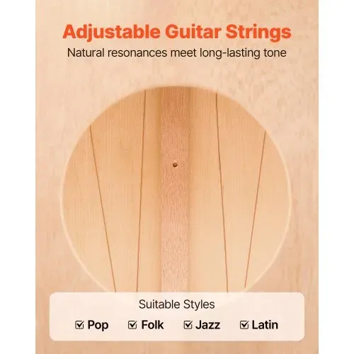 VEVOR Cajon, Kistentrommel mit internen Gitarrensaiten, leichte Drum-Box aus Holz, tragbares Trommel-Musikinstrument aus mit Silikonfüßen, abgerundeten Kanten, für Anfänger & Profis, 305x305x430 mm – Bild 2