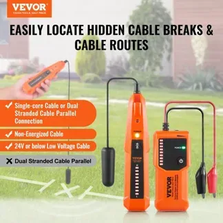VEVOR Netzwerk Kabel Tester, max. 0,9 m Erkennungstiefe, Kabelsucher Kabelbruchdetektor mit Kopfhörer, max. 304,8 m Erkennungslänge, Kabel Testgerät für Haustierzäune, Sprinklerventilbewässerung VEVOR Netzwerk Kabel Tester, max. 0,9 m Erkennungstiefe, Kabelsucher Kabelbruchdetektor mit Kopfhörer, max. 304,8 m Erkennungslänge, Kabel Testgerät für Haustierzäune, Sprinklerventilbewässerung