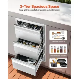 VEVOR Outdoor-Küchenschubladen Unterputz-Grillschubladen im Kastenrahmenstil mit Edelstahlgriff, Grillinselschubladen für Außenküchen oder Terrassengrillstationen 377 x 646 x 480 mm VEVOR Outdoor-Küchenschubladen Unterputz-Grillschubladen im Kastenrahmenstil mit Edelstahlgriff, Grillinselschubladen für Außenküchen oder Terrassengrillstationen 377 x 646 x 480 mm