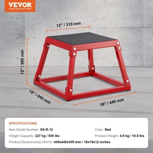VEVOR Plyometrische Sprungbox, 305 mm Plyo-Box, Plyometrische Plattform Plyobox Rot, Rutschfeste Fitness-Übungs-Step-Up-Box für Heimtraining, Konditions-Krafttraining, Gesäß, Oberschenkel Trainieren – Bild 6