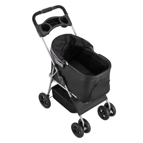 VEVOR Hundewagen 81x46x97 cm, 16,9 kg Tragkraft, faltbarer Hundebuggy, 4-Rad-Buggy mit abnehmbarer Trage und Netzfenstern, tragbarer Haustier-Buggy mit Bremse für kleine bis mittelgroße Haustiere – Bild 10