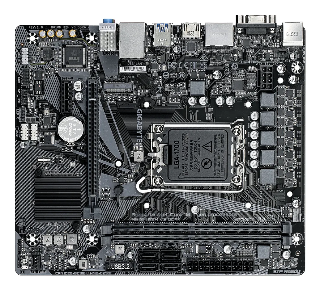 GIGABYTE H610M S2H V3 DDR4 Mainboard - Unterstützt Intel Core Prozessoren 14th CPUs, 4+1+1 Hybrid Digital VRM, up to 3200MHz DDR4, 1xPCIe 3.0 M.2, GbE LAN , USB 3.2 Gen 1 – Bild 4