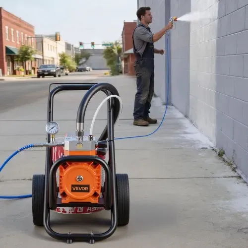 VEVOR Membran-Airless-Farbspritzgerät 2000 W, Rollbares Farbspritzgerät mit 22,75 MPa Hochdruck, 10 m Hochdruckschlauch, Reinigungsnadel und Bürste, für DIY-Sprüharbeiten im Innen- und Außenbereich – Bild 7