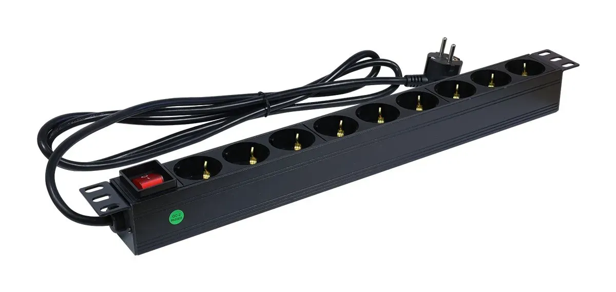 ALLNET 19″zbh. Steckdosenleiste, 9xDosen(CEE7)->Stecker(CEE7), Schalter, Schwarz, Synergy 21 ALLNET 19″zbh. Steckdosenleiste, 9xDosen(CEE7)->Stecker(CEE7), Schalter, Schwarz, Synergy 21