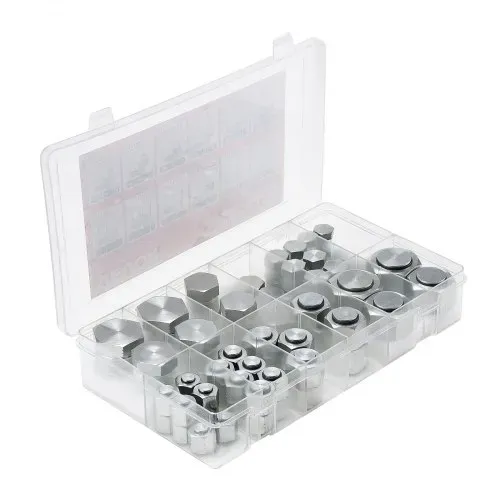 VEVOR 72-teiliges ORFS-Hydraulikfittings, O-Ring-Gleitringdichtungs-Fitting-Kit, Hydraulikschlauch- & Rohrfittings, Kappen- & Stopfen-Set mit Präzisionsgewinde, Größen 4, 6, 8, 10, 12, 16 – Bild 9