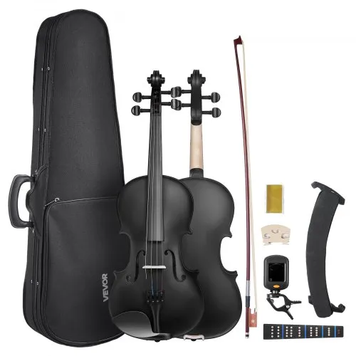 VEVOR Violine 4/4, 584,2 mm Armlänge, Geigenset mit Hartschalenkoffer, Kolophonium, Bogen, Schulterstütze, Steg, Stimmgerät & zusätzlichen Saiten, Massivholzinstrumente (schwarz) VEVOR Violine 4/4, 584,2 mm Armlänge, Geigenset mit Hartschalenkoffer, Kolophonium, Bogen, Schulterstütze, Steg, Stimmgerät & zusätzlichen Saiten, Massivholzinstrumente (schwarz)