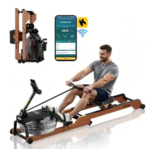 VEVOR Rudergerät 6-stufiger leiser Widerstand, faltbares Wasserrudergerät aus Holz mit 14 L Wassertank & LCD-Monitor, Bluetooth-App-kompatibel, 158 kg Gewichtskapazität, immersives Rudergerät VEVOR Rudergerät 6-stufiger leiser Widerstand, faltbares Wasserrudergerät aus Holz mit 14 L Wassertank & LCD-Monitor, Bluetooth-App-kompatibel, 158 kg Gewichtskapazität, immersives Rudergerät